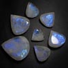 132 cts Mix Huge Size - 15x15 - 26x30 mm - Gorgeous Rainbow MOONSTONE - Faceted Heart shape Cabochon sparkle Nice Flashy fire - 7 pcs